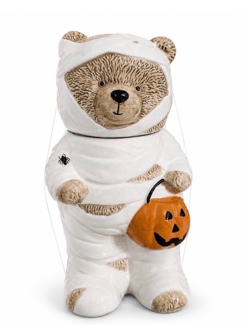 Halloween Creepy Critters Mummy Teddy Bear Canister Cookie Jar New